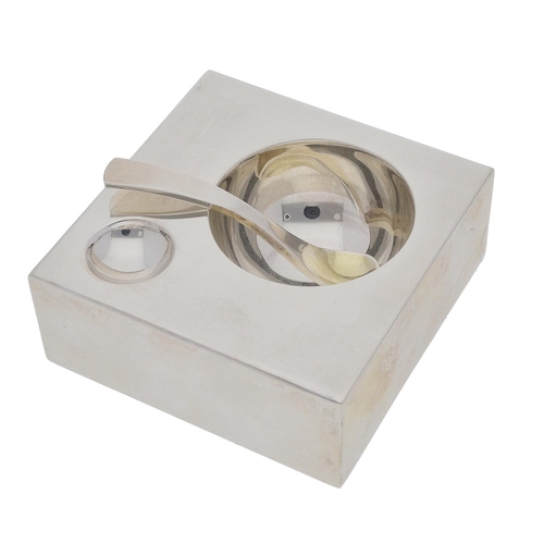 496 - Philip Kydd silver condiment cube stand with spoon, hallmarks for London 2016, 3