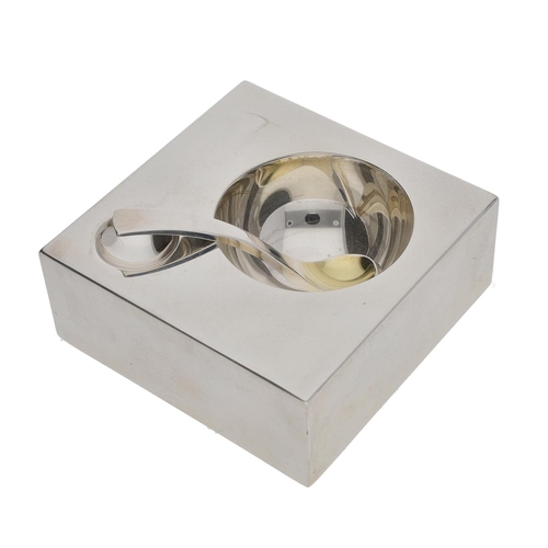 497 - Philip Kydd silver condiment cube stand with spoon, hallmarks for London 2016, 3
