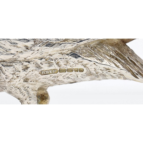 545 - Fine pair of B S E Products silver woodcock figures, hallmarked London 2013, tallest 3