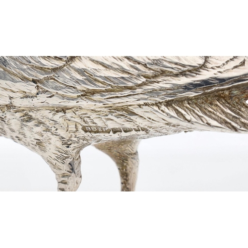 545 - Fine pair of B S E Products silver woodcock figures, hallmarked London 2013, tallest 3