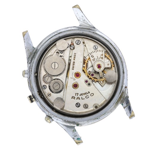 27 - Ralco triple calendar mid-size nickel and stainless steel gentleman's wristwatch, silvered dial with... 