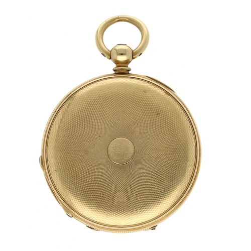 42 - 18ct half hunter cylinder fob watch, the cuvette signed Grohe, 7 Wigmore Street, Cavendish Square, L... 