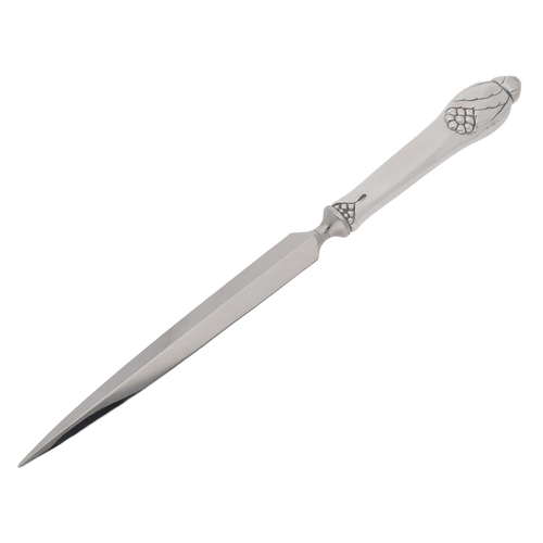 532 - Danish silver handled paper knife, maker Evald Nielsen, with a cast fruiting vine handle, marked Den... 