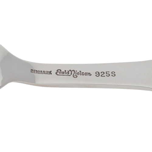 537 - Modern decorative Danish silver child's fork, having a cast fruiting vine handle, maker Evald Nielse... 