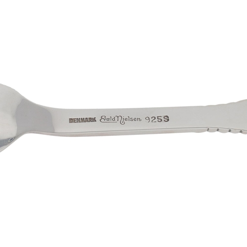 538 - Modern decorative Danish silver child's fork, having a cast poppy head handle, maker Evald Nielsen, ... 