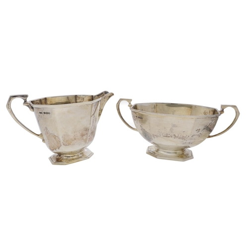 565 - Frank Cobb silver four piece tea set, comprising tea pot 11.5