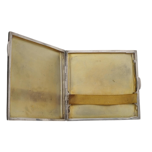 568 - George V engine turned silver cigarette case, maker Bravingtons, Birmingham 1934, 3.5