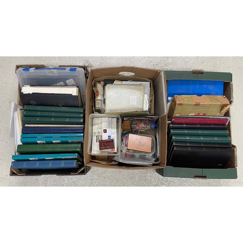 628 - Large stamp collection to include GB, Channel Islands and world stamps, comprising loose examples, b... 