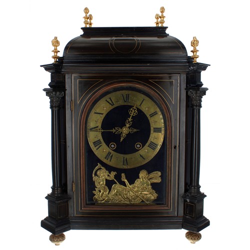 1189 - French ebonised two train mantel clock striking on a gong, the 6.5