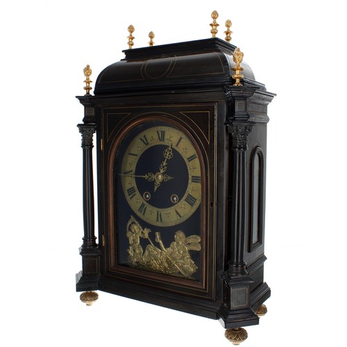 1189 - French ebonised two train mantel clock striking on a gong, the 6.5