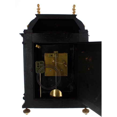 1189 - French ebonised two train mantel clock striking on a gong, the 6.5