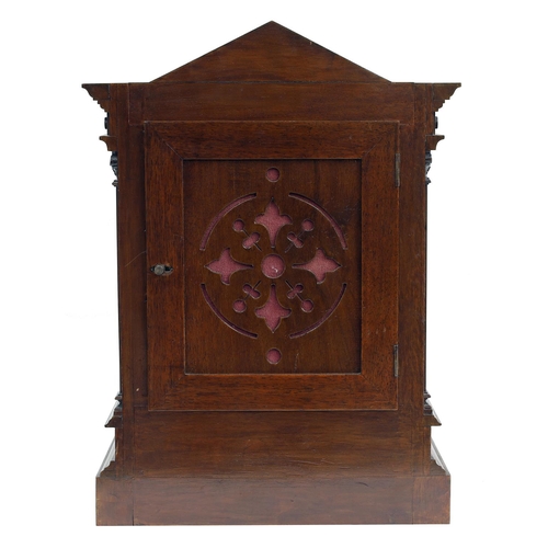 1207 - German walnut ting-tang two train mantel clock, the Lenzkirch movement no. 12562 striking the quarte... 