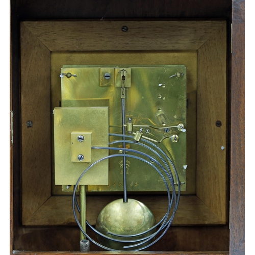 1207 - German walnut ting-tang two train mantel clock, the Lenzkirch movement no. 12562 striking the quarte... 