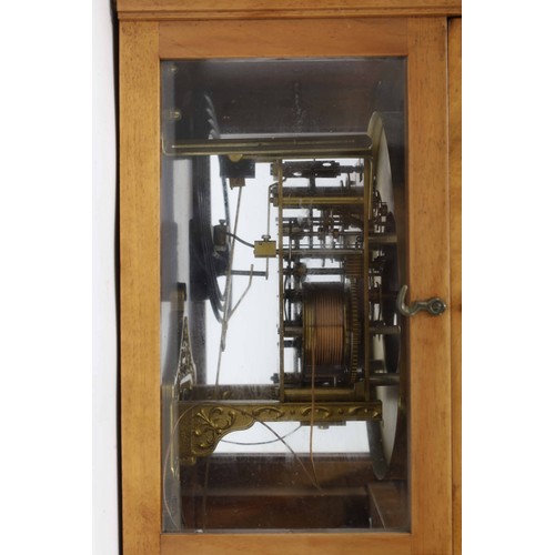 1243 - Fine quality light walnut cased two train Vienna regulator wall clock, the 6.5