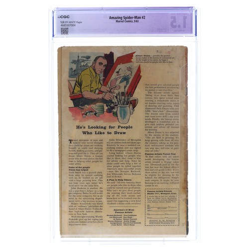 2 - The Amazing Spider-Man issue #2, circa 1963, CGC restoration grade 1.5, key issue, cent edition, off... 