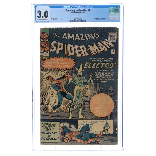 9 - The Amazing Spider-Man issue #9 'The defeat of Spider-Man', circa 1964, CGC grade 3.0, U.K price var... 