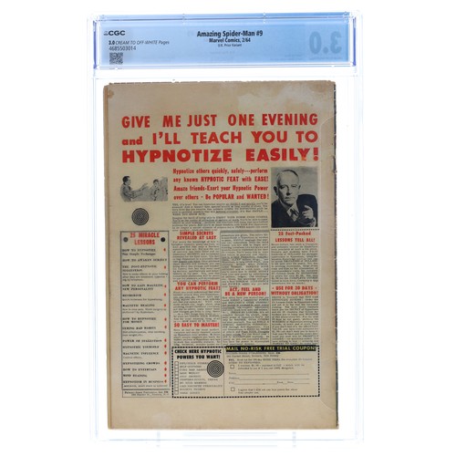 9 - The Amazing Spider-Man issue #9 'The defeat of Spider-Man', circa 1964, CGC grade 3.0, U.K price var... 