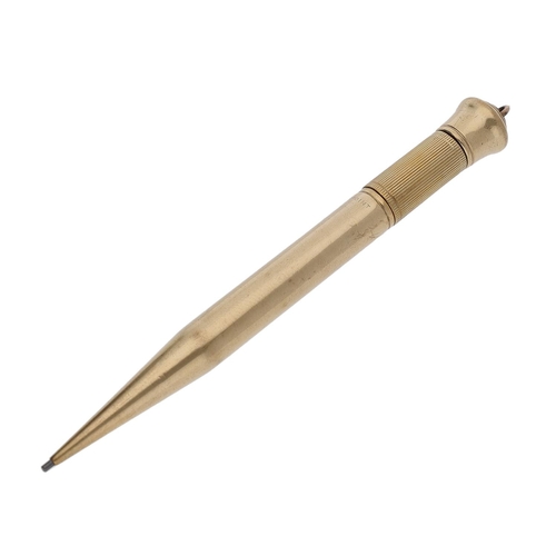 73 - 9ct gold 'Mordan Everpoint' propelling pencil, with ring to the top and vertical linear part decorat... 