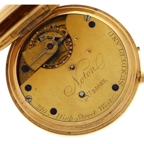 375 - Good George V 18ct half hunter pocket watch, London 1914, three quarter plate lever movement signed ... 