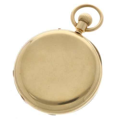 375 - Good George V 18ct half hunter pocket watch, London 1914, three quarter plate lever movement signed ... 