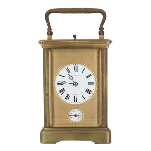 1004 - French quarter repeating and alarm carriage clock retailed by J.E. Caldwell & Co, Philadelphia, ... 