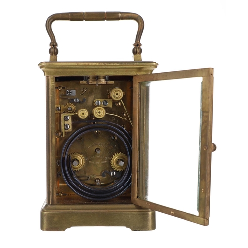 1004 - French quarter repeating and alarm carriage clock retailed by J.E. Caldwell & Co, Philadelphia, ... 