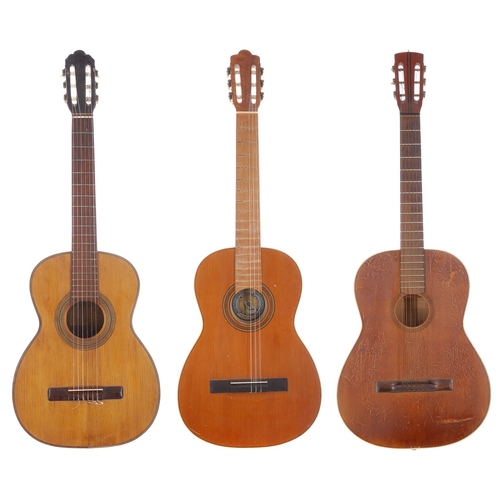 2263 - Esteve classical guitar; together with an old acoustic guitar labelled Soria and one other (3)... 
