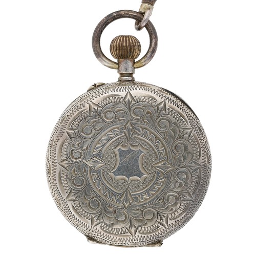 52 - Swiss cylinder fob watch on a silver rope twist chain, 41.9gm