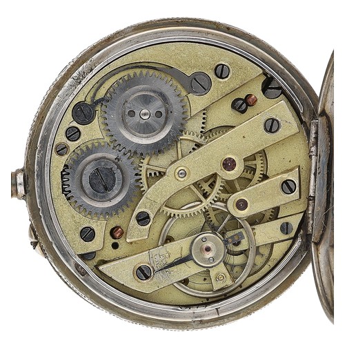 52 - Swiss cylinder fob watch on a silver rope twist chain, 41.9gm