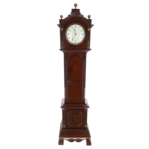 1218 - Charming miniature mahogany longcase clock and wall bracket in the George III manner, the case with ... 