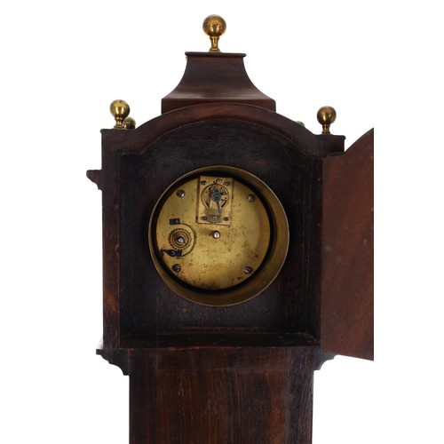 1218 - Charming miniature mahogany longcase clock and wall bracket in the George III manner, the case with ... 