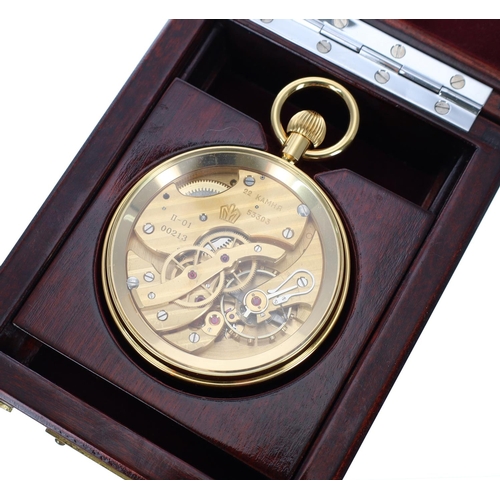 1052 - Poljot Russian gold plated marine deck watch in the original wooden case, circa 1983, exhibition cas... 