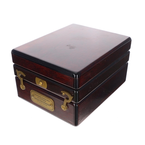 1052 - Poljot Russian gold plated marine deck watch in the original wooden case, circa 1983, exhibition cas... 