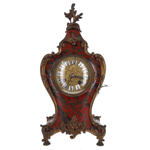 1191 - French Louis XVI style boulle work two train striking mantel clock, the 3.75