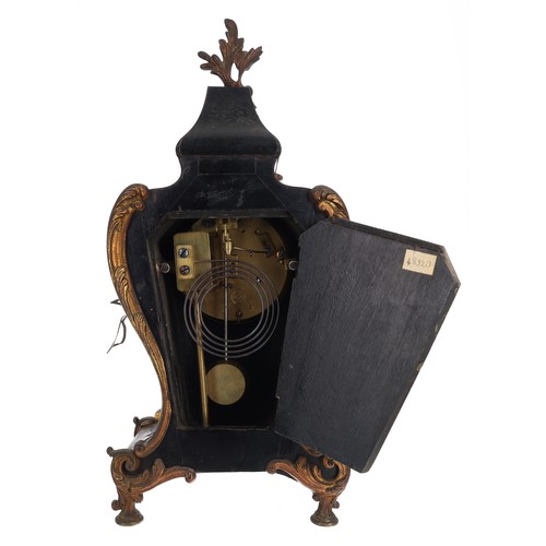 1191 - French Louis XVI style boulle work two train striking mantel clock, the 3.75