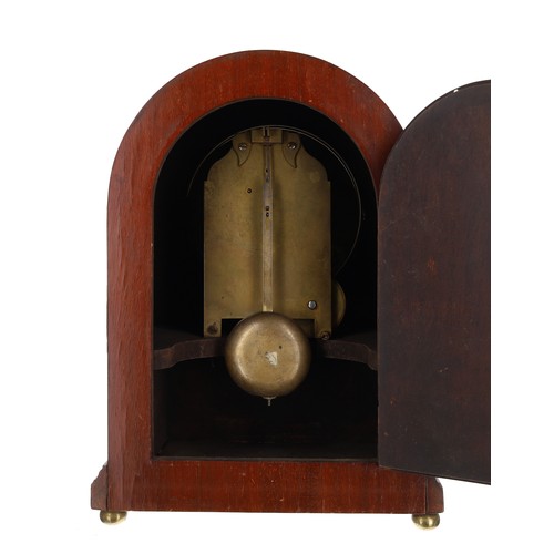 1192 - Edwardian mahogany single fusee mantel clock,  the 6.5