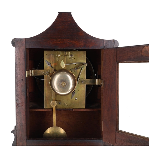 1194 - English 19th century rosewood double fusee mantel clock, the 8