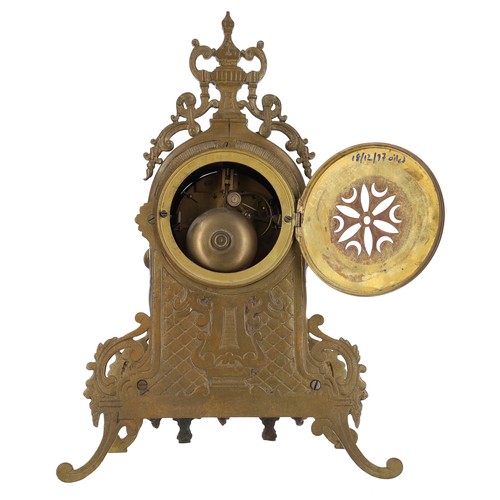 1195 - Late 19th century French brass mantel clock,  the 3.5