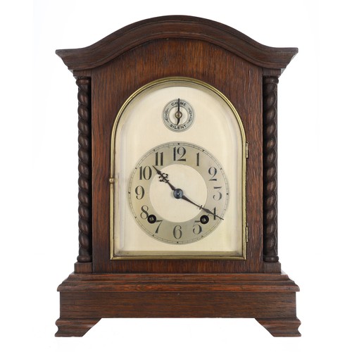 1196 - Early 20th century oak mantel clock, the 5