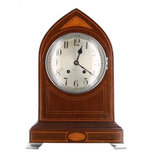 1198 - Winterhalder & Hofmeier mahogany and inlaid mantel clock, the 7