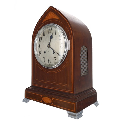 1198 - Winterhalder & Hofmeier mahogany and inlaid mantel clock, the 7
