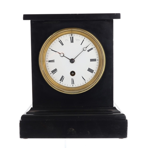 1200 - French black slate mantel clock timepiece retailed by Charles Frodsham, London, signed 4
