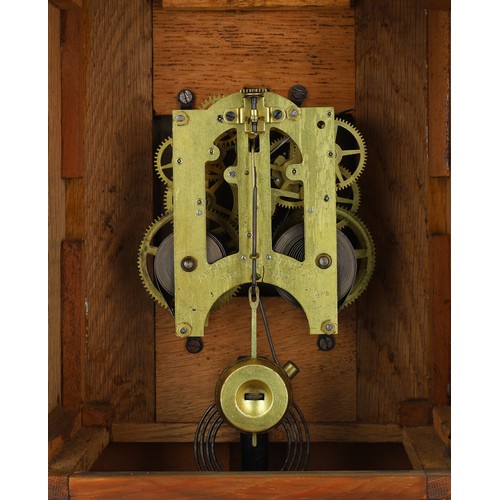 1203 - American early 20th century oak mantel clock, the 6.5