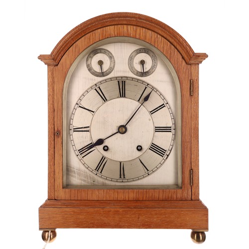 1205 - Winterhalder & Hofmeier light oak mantel clock,  the 8.5