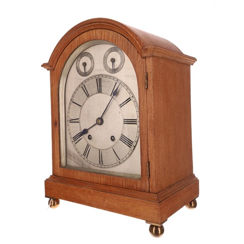 1205 - Winterhalder & Hofmeier light oak mantel clock,  the 8.5