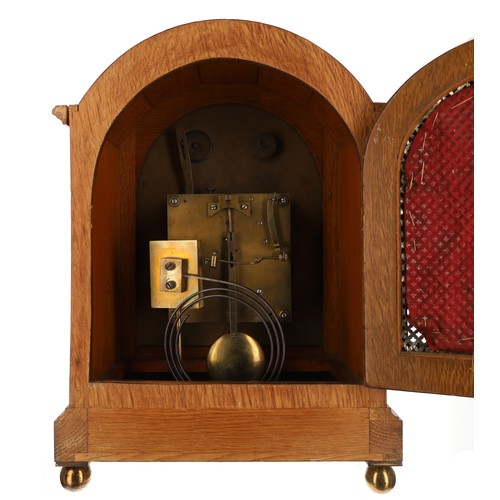 1205 - Winterhalder & Hofmeier light oak mantel clock,  the 8.5