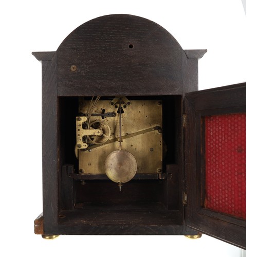 1209 - Stained oak mantel clock,  the 6