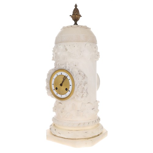 1215 - Decorative 19th century French alabaster clock, the 3
