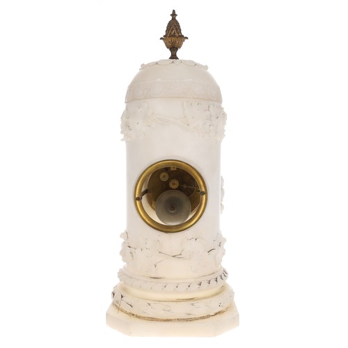 1215 - Decorative 19th century French alabaster clock, the 3