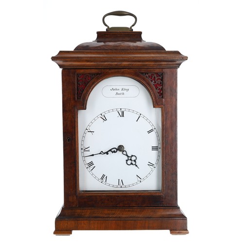 1216 - Georgian style walnut cased fusee bracket clock, the 7